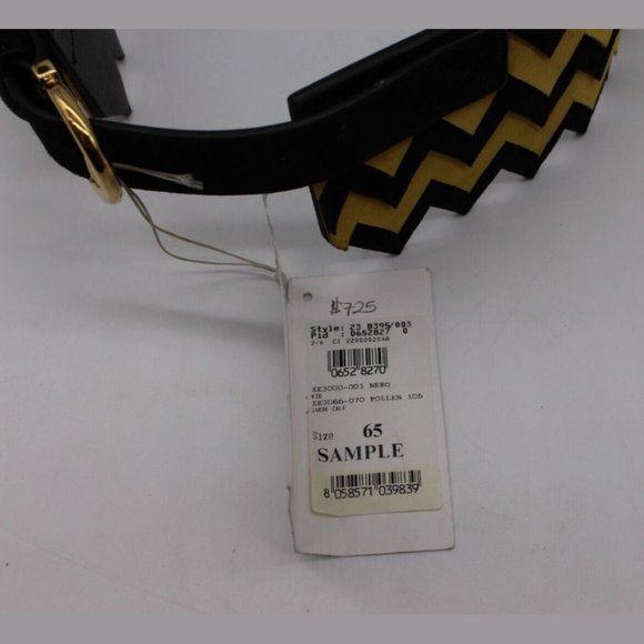 $725 Salvatore Ferragamo BLACK/YELLOW KID Leather Belt Size 65, 80 main image 4